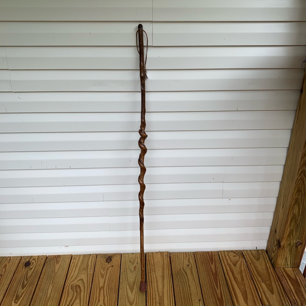 Hand-Carved Brown Walking Stick - Men's Accessory